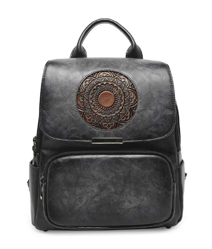 Embossed leather backpack outlet